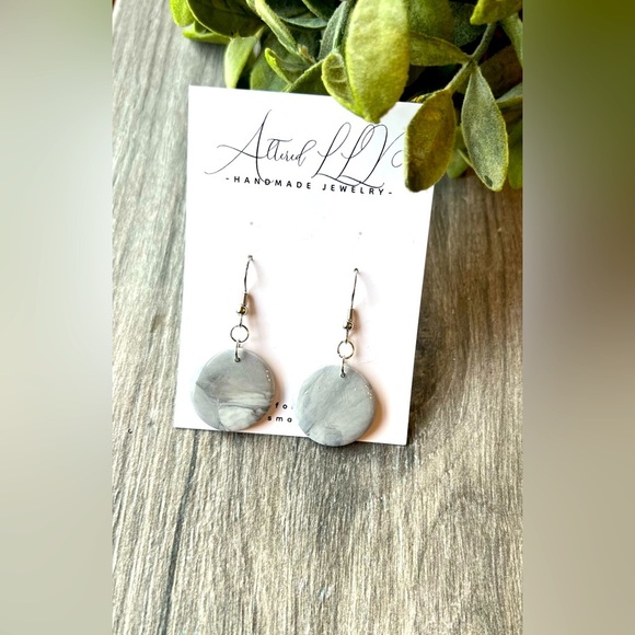 Altered Artistry Jewelry - #107 Handmade- Gray Marble Earrings w/ gloss finish